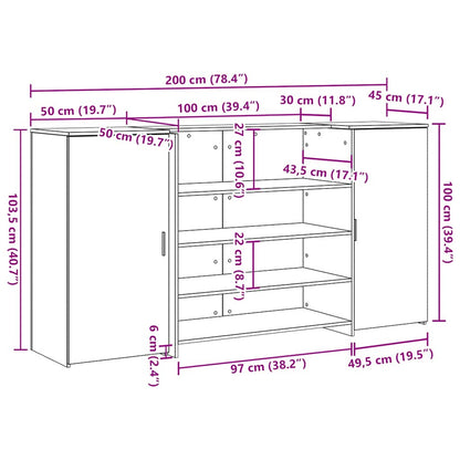 Receptionsskranke 200x50x103,5 Cm Konstrueret Træ Beton Grå - Billede 14