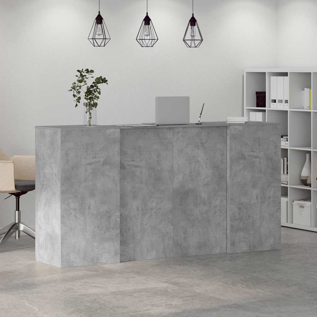 Receptionsskranke 200x50x103,5 Cm Konstrueret Træ Beton Grå - Billede 4
