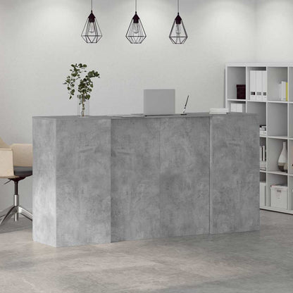 Receptionsskranke 200x50x103,5 Cm Konstrueret Træ Beton Grå - Billede 4