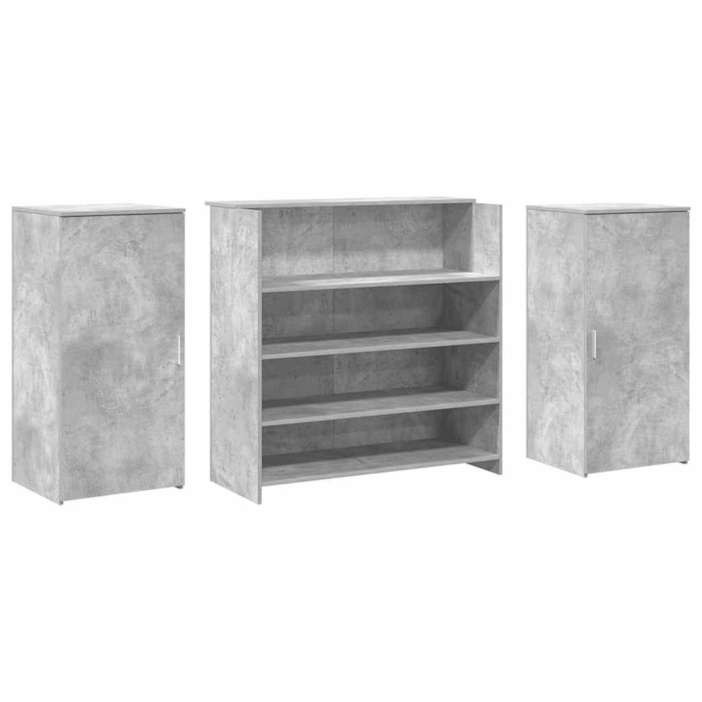 Receptionsskranke 200x50x103,5 Cm Konstrueret Træ Beton Grå - Billede 7