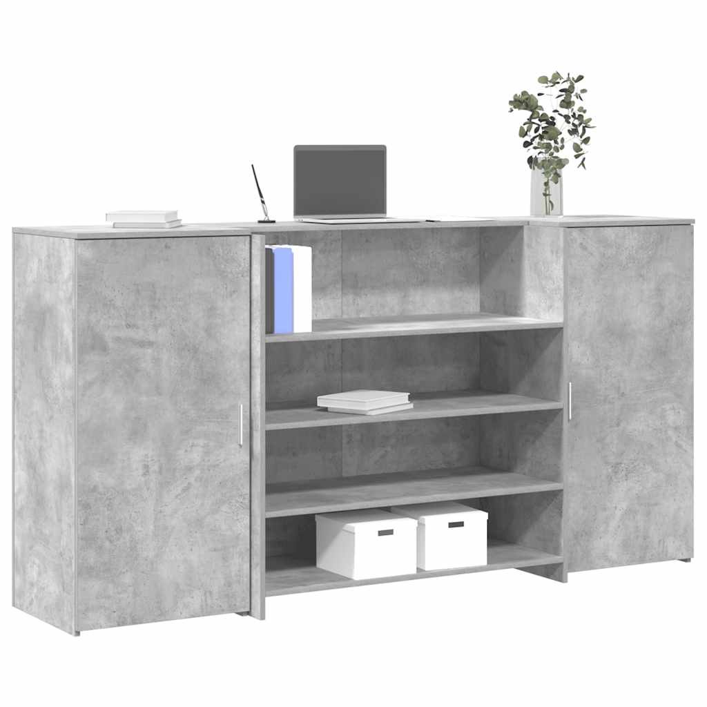 Receptionsskranke 200x50x103,5 Cm Konstrueret Træ Beton Grå - Hovedbillede
