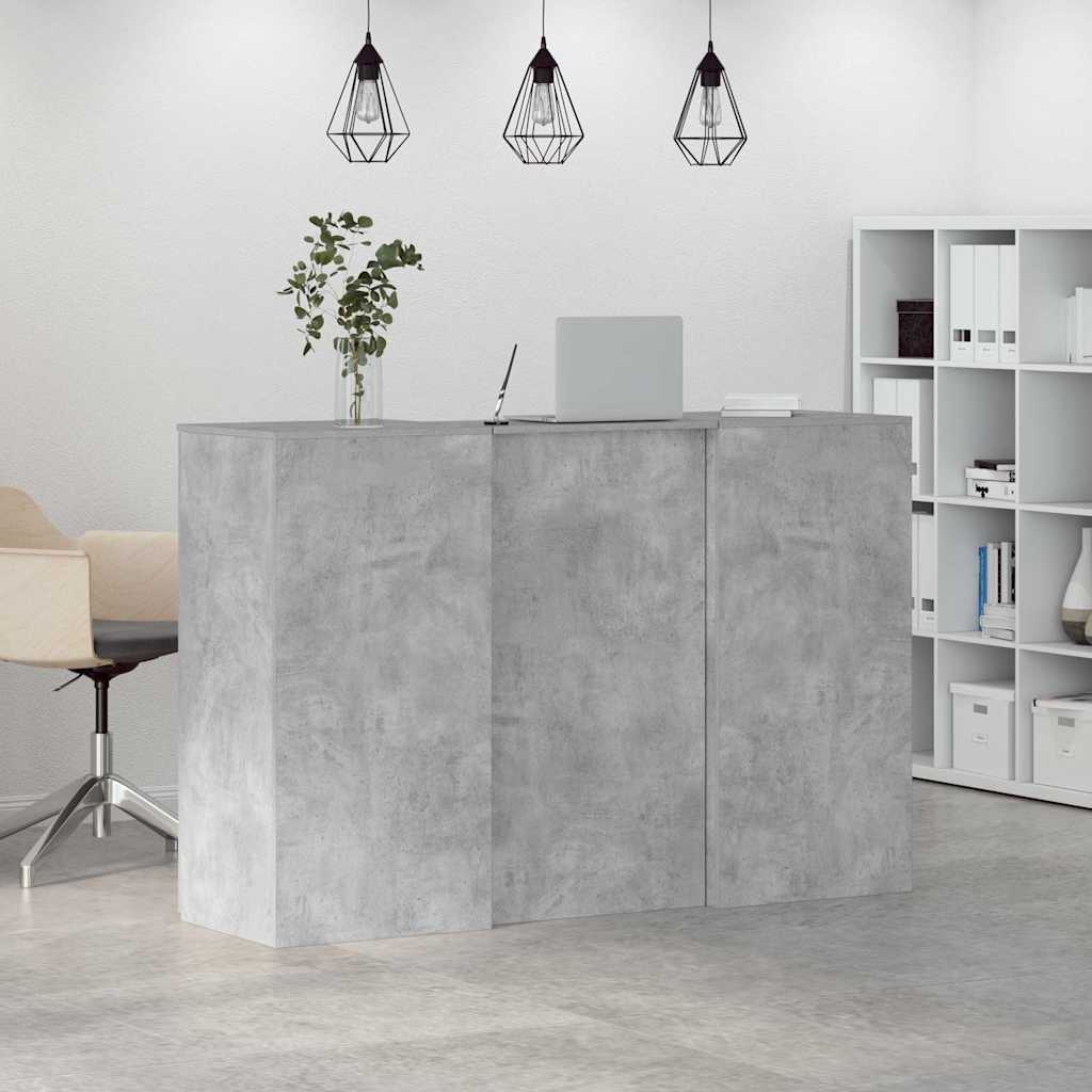 Receptionsskranke 155x50x103,5 Cm Konstrueret Træ Beton Grå - Billede 4
