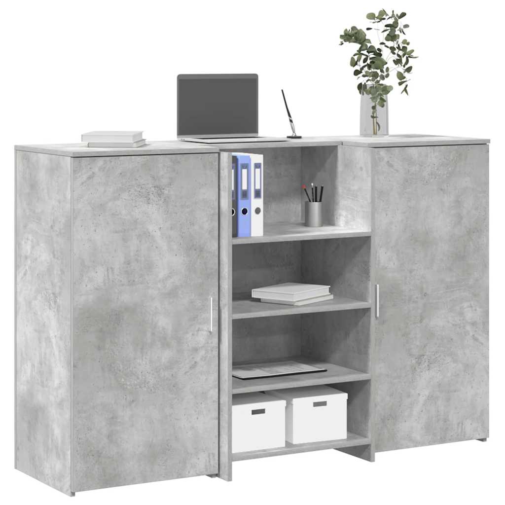 Receptionsskranke 155x50x103,5 Cm Konstrueret Træ Beton Grå - Hovedbillede