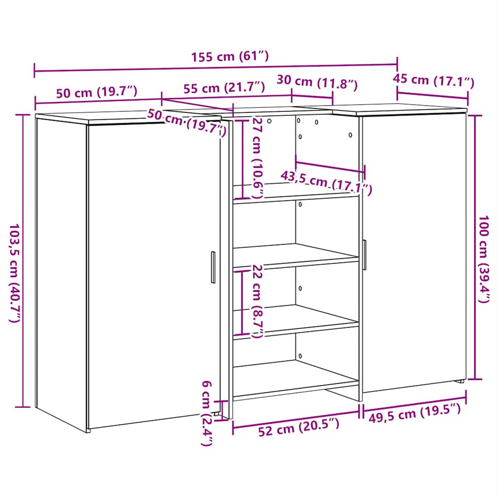 Receptionsskranke 155x50x103,5 Cm Konstrueret Træ Kunsteg - Billede 14