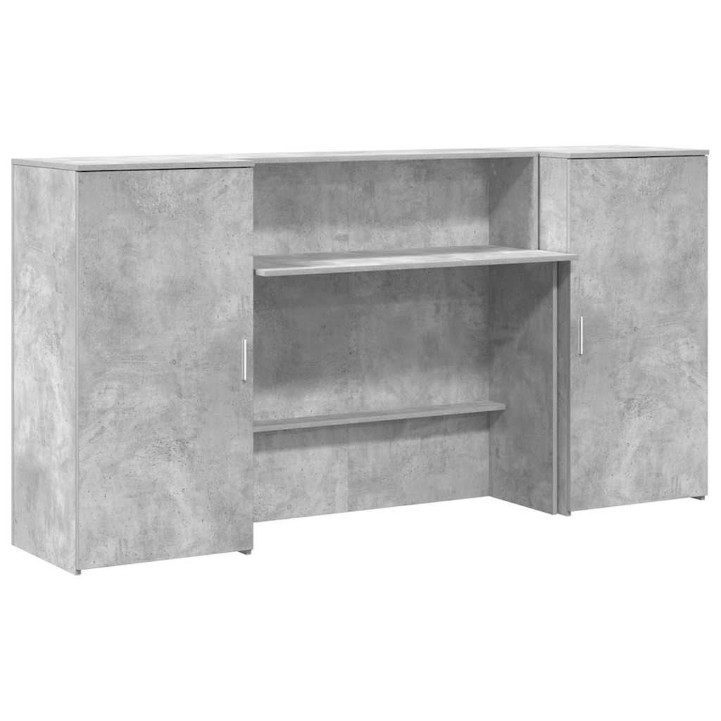 Receptionsskranke 200x50x103,5 Cm Konstrueret Træ Beton Grå - Billede 2