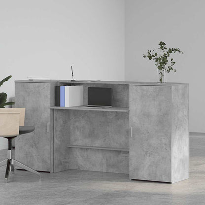 Receptionsskranke 200x50x103,5 Cm Konstrueret Træ Beton Grå - Billede 3