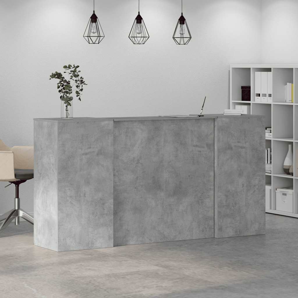 Receptionsskranke 200x50x103,5 Cm Konstrueret Træ Beton Grå - Billede 4