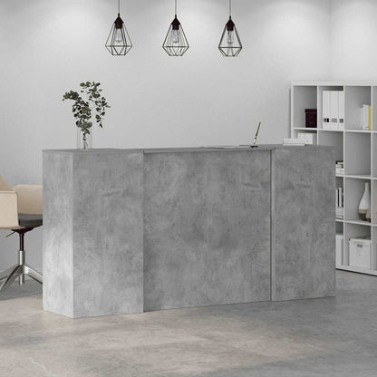Receptionsskranke 200x50x103,5 Cm Konstrueret Træ Beton Grå - Billede 4