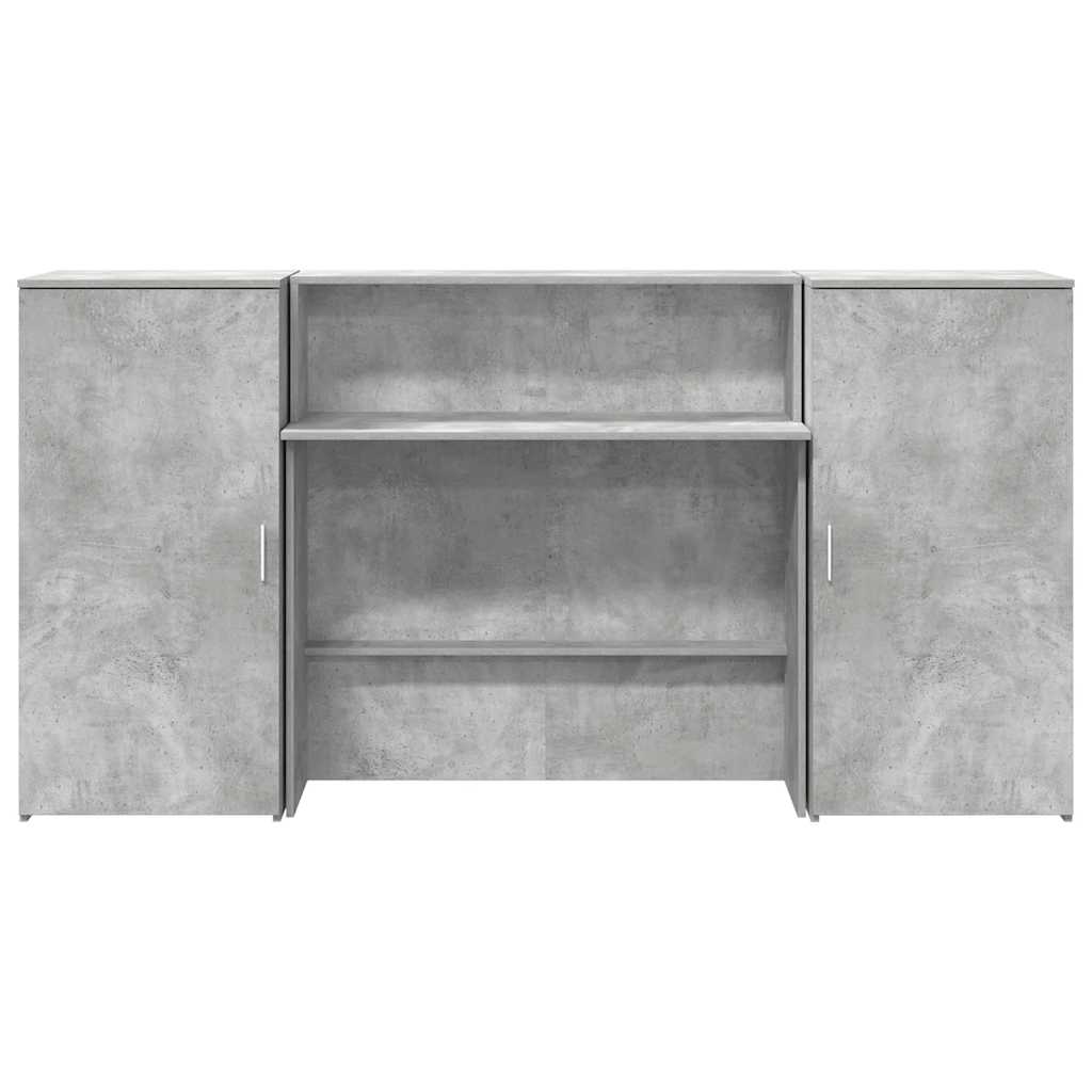 Receptionsskranke 200x50x103,5 Cm Konstrueret Træ Beton Grå - Billede 5