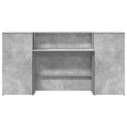 Receptionsskranke 200x50x103,5 Cm Konstrueret Træ Beton Grå - Billede 5