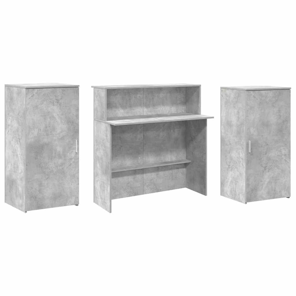 Receptionsskranke 200x50x103,5 Cm Konstrueret Træ Beton Grå - Billede 7