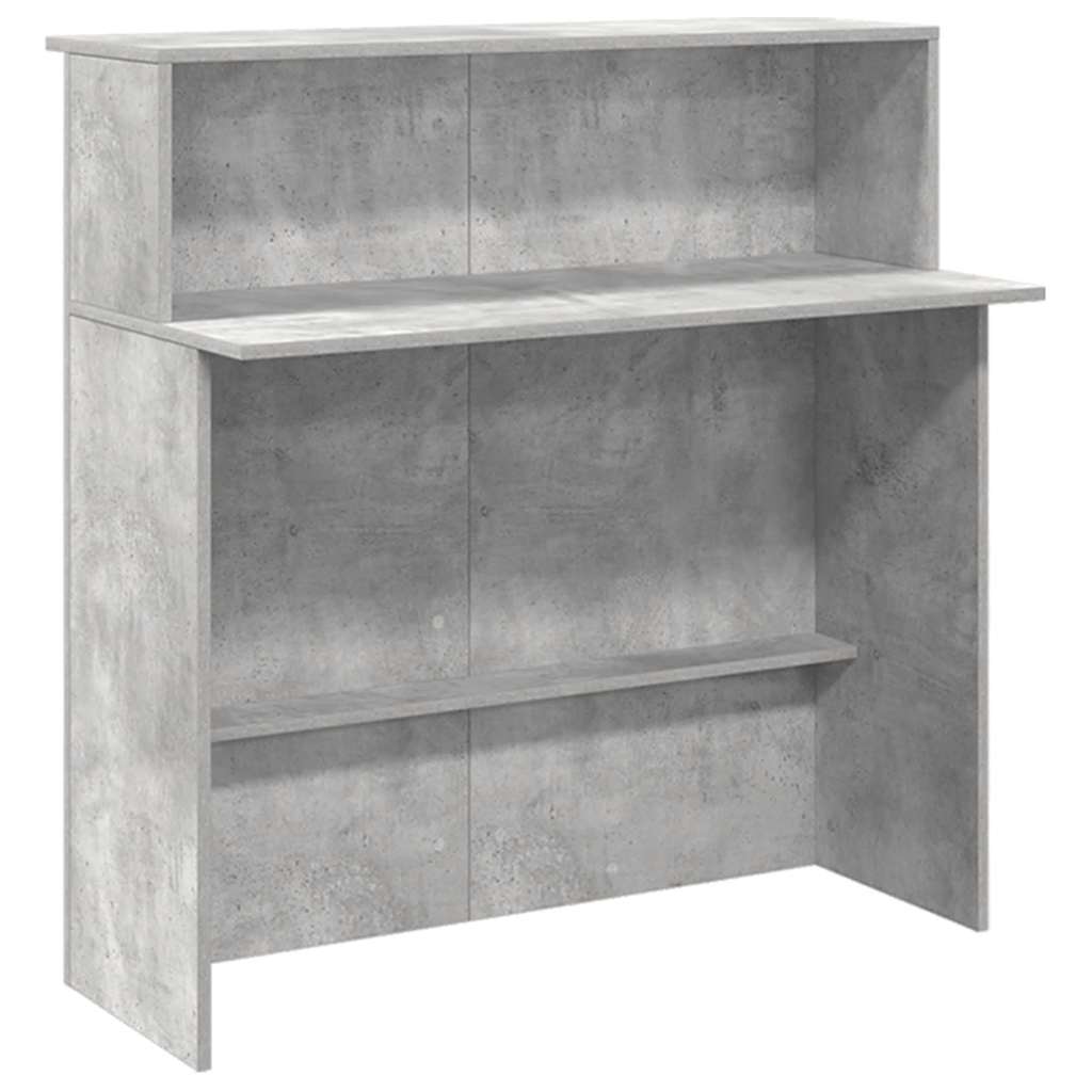 Receptionsskranke 200x50x103,5 Cm Konstrueret Træ Beton Grå - Billede 8