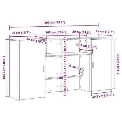 Receptionsskranke 200x50x103,5 Cm Konstrueret Træ Kunsteg - Billede 14