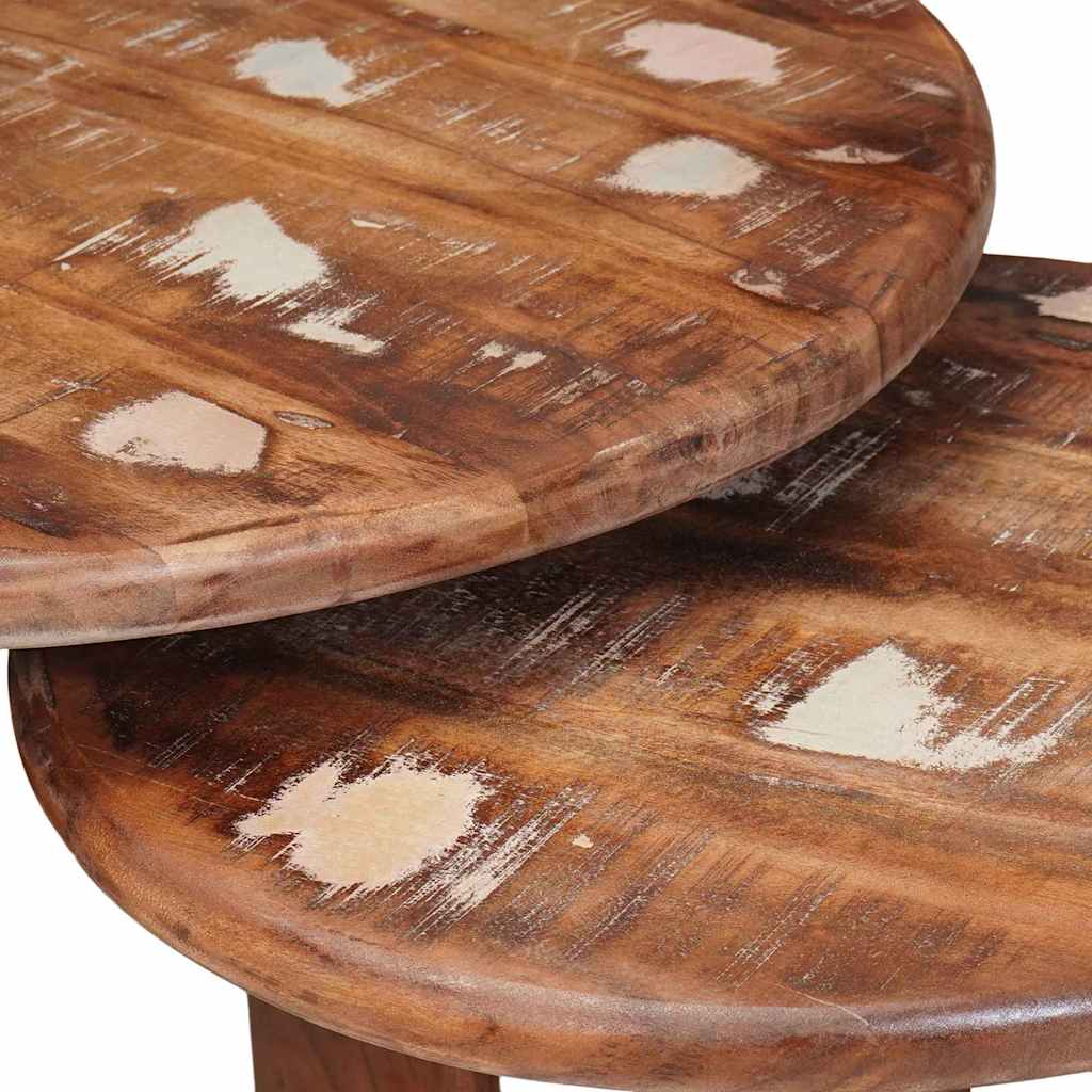 Nesting Kaffeborde 2 Dele Solid Genvundet Træ - Billede 7