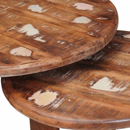 Nesting Kaffeborde 2 Dele Solid Genvundet Træ - Billede 7