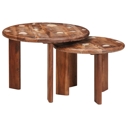 Nesting Kaffeborde 2 Dele Solid Genvundet Træ - Hovedbillede