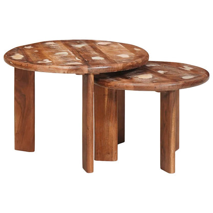 Nesting Kaffeborde 2 Dele Solid Genvundet Træ - Billede 2
