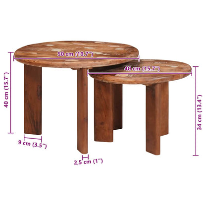 Nesting Kaffeborde 2 Dele Solid Genvundet Træ - Billede 10