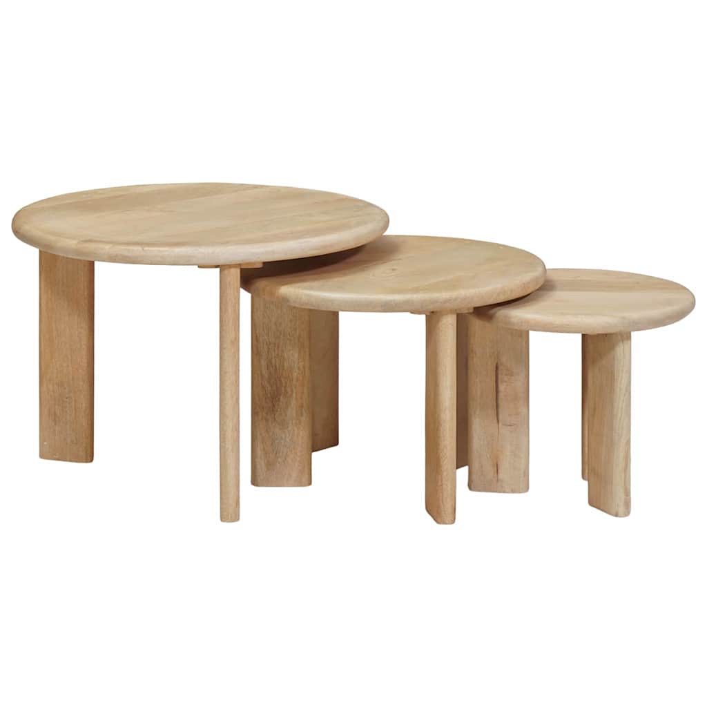 Nesting Kaffeborde 3 Dele Massivt Mangotræ - Billede 3