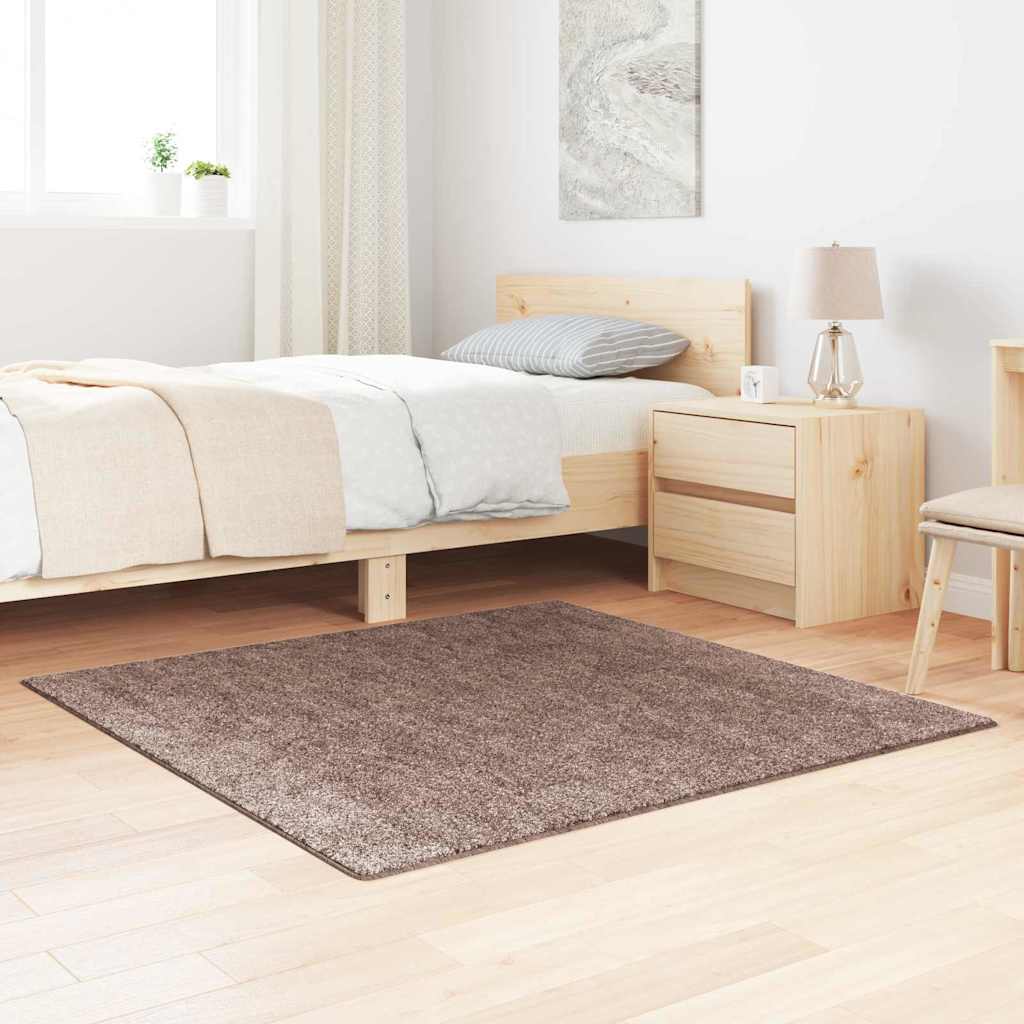 Anti-slip Shaggy Tæppe Brun 120 X 120 Cm Pp - Hovedbillede