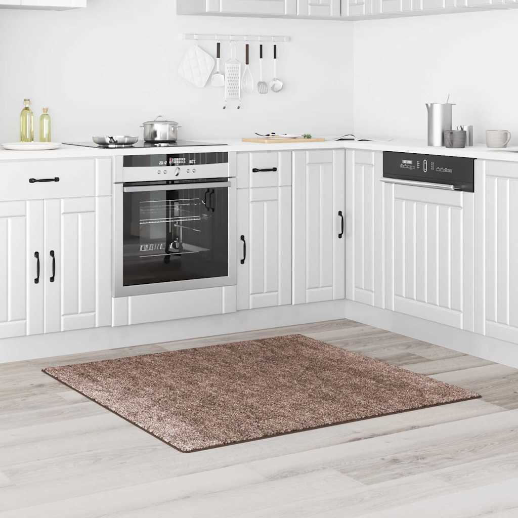 Anti-slip Shaggy Tæppe Brun 120 X 120 Cm Pp - Billede 3