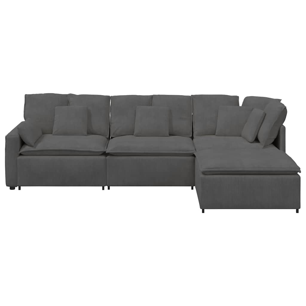 Modulsofa Med Fodskammel Og Hynder I Fløjlsstof - Billede 7