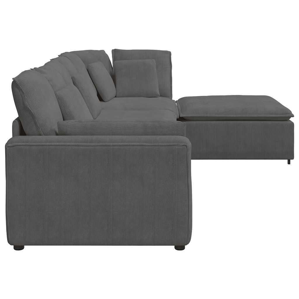 Modulsofa Med Fodskammel Og Hynder I Fløjlsstof - Billede 8