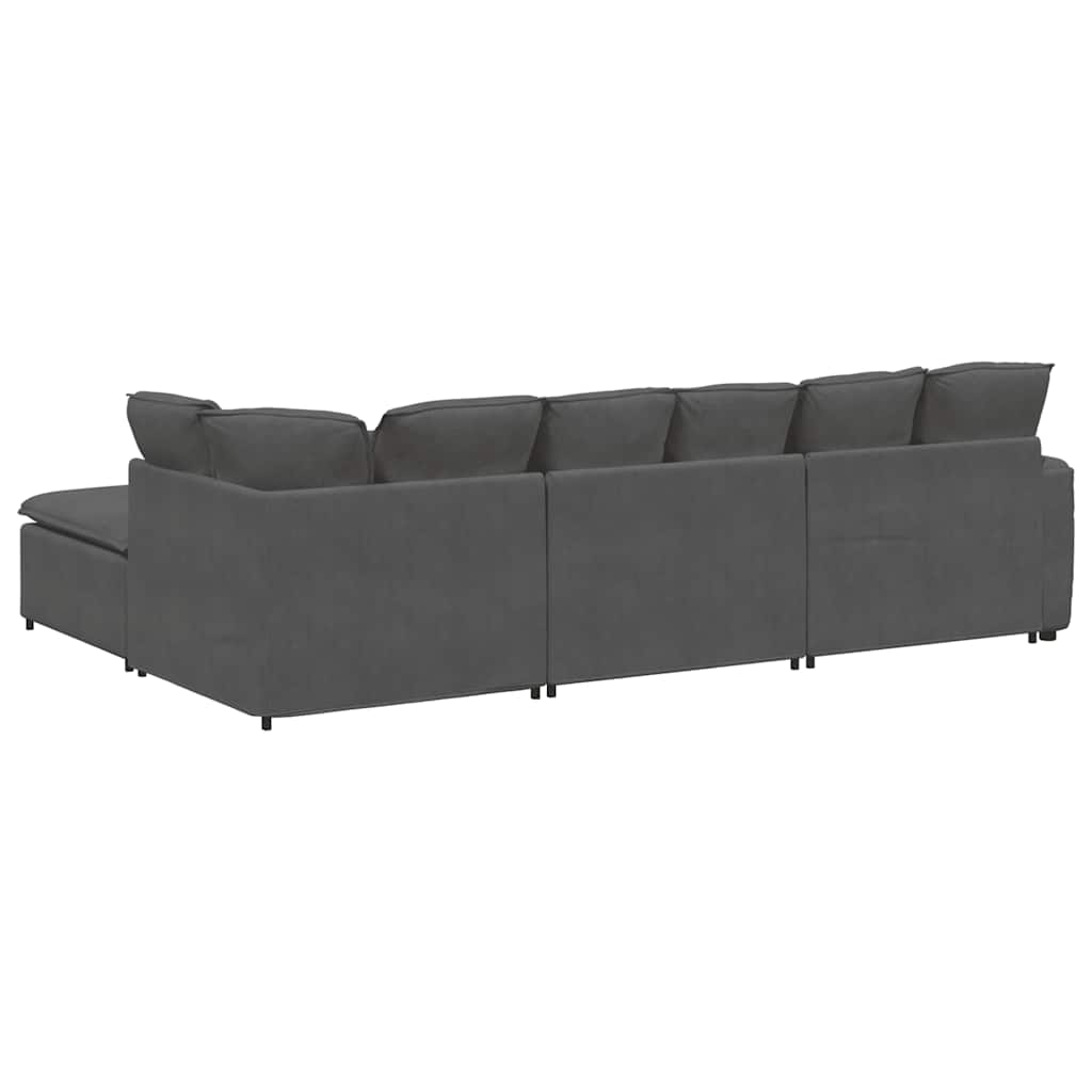 Modulsofa Med Fodskammel Og Hynder I Fløjlsstof - Billede 9