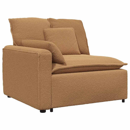 Modulsofa Med Fodskammel&puder Krøllet Uldlignende Stof Beige - Billede 3