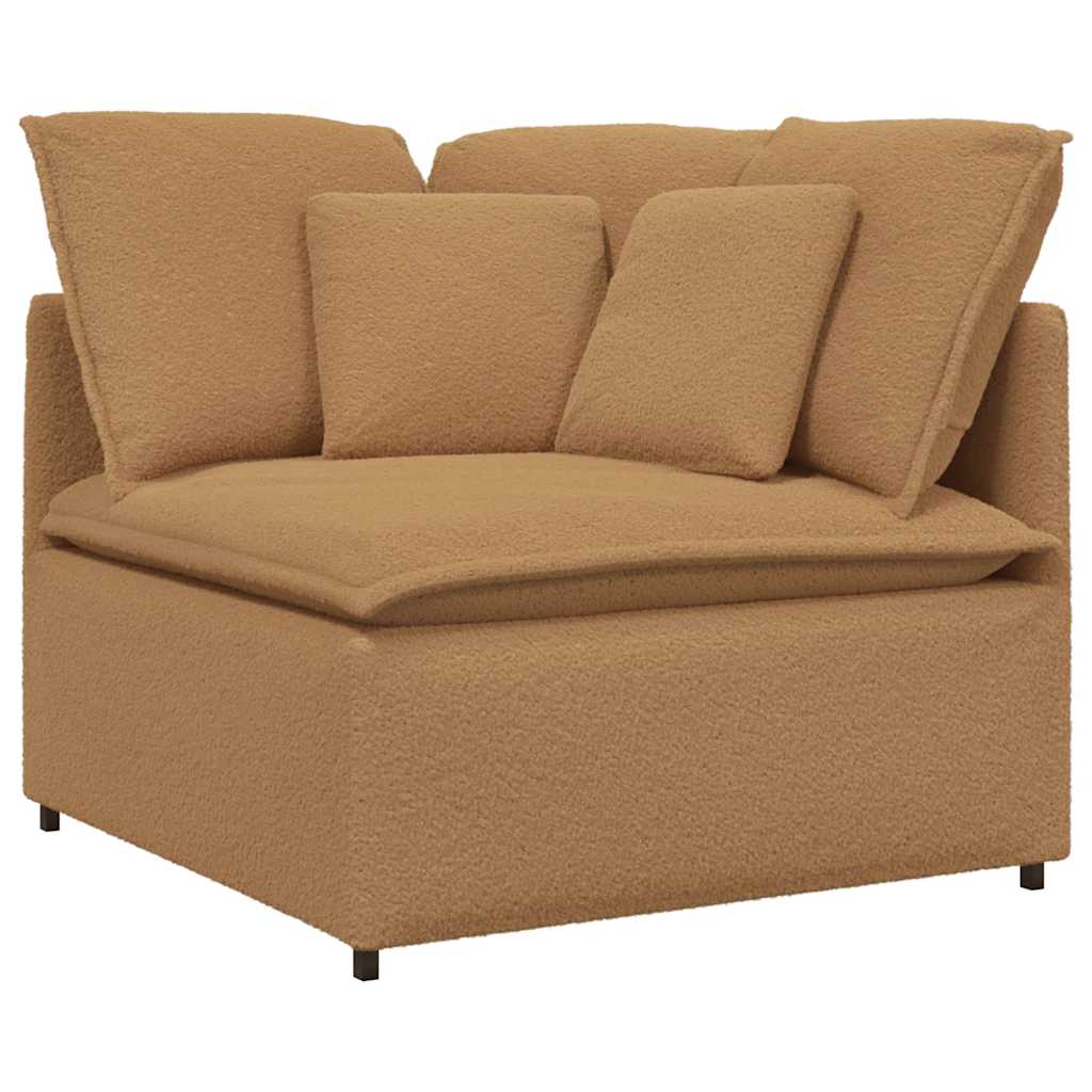 Modulsofa Med Fodskammel&puder Krøllet Uldlignende Stof Beige - Billede 5