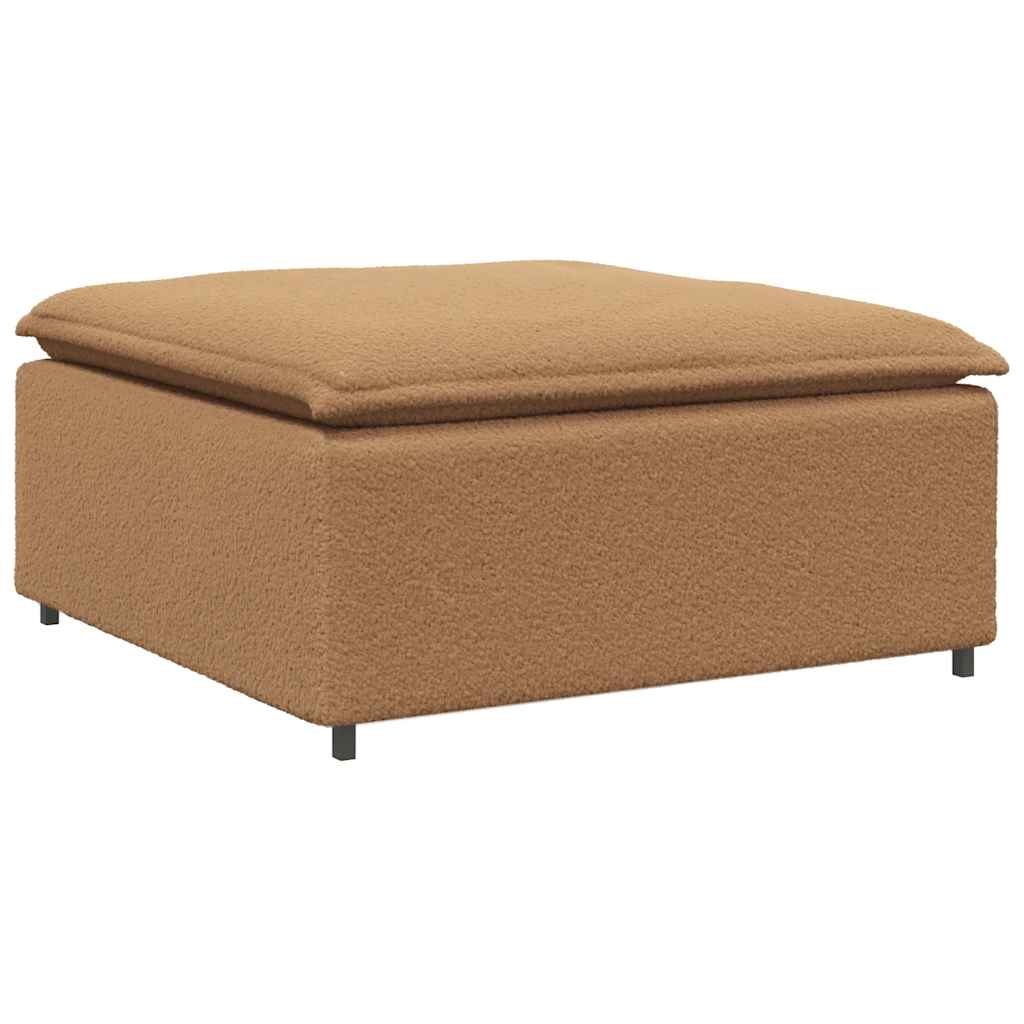 Modulsofa Med Fodskammel&puder Krøllet Uldlignende Stof Beige - Billede 6