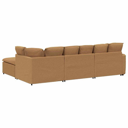 Modulsofa Med Fodskammel&puder Krøllet Uldlignende Stof Beige - Billede 9