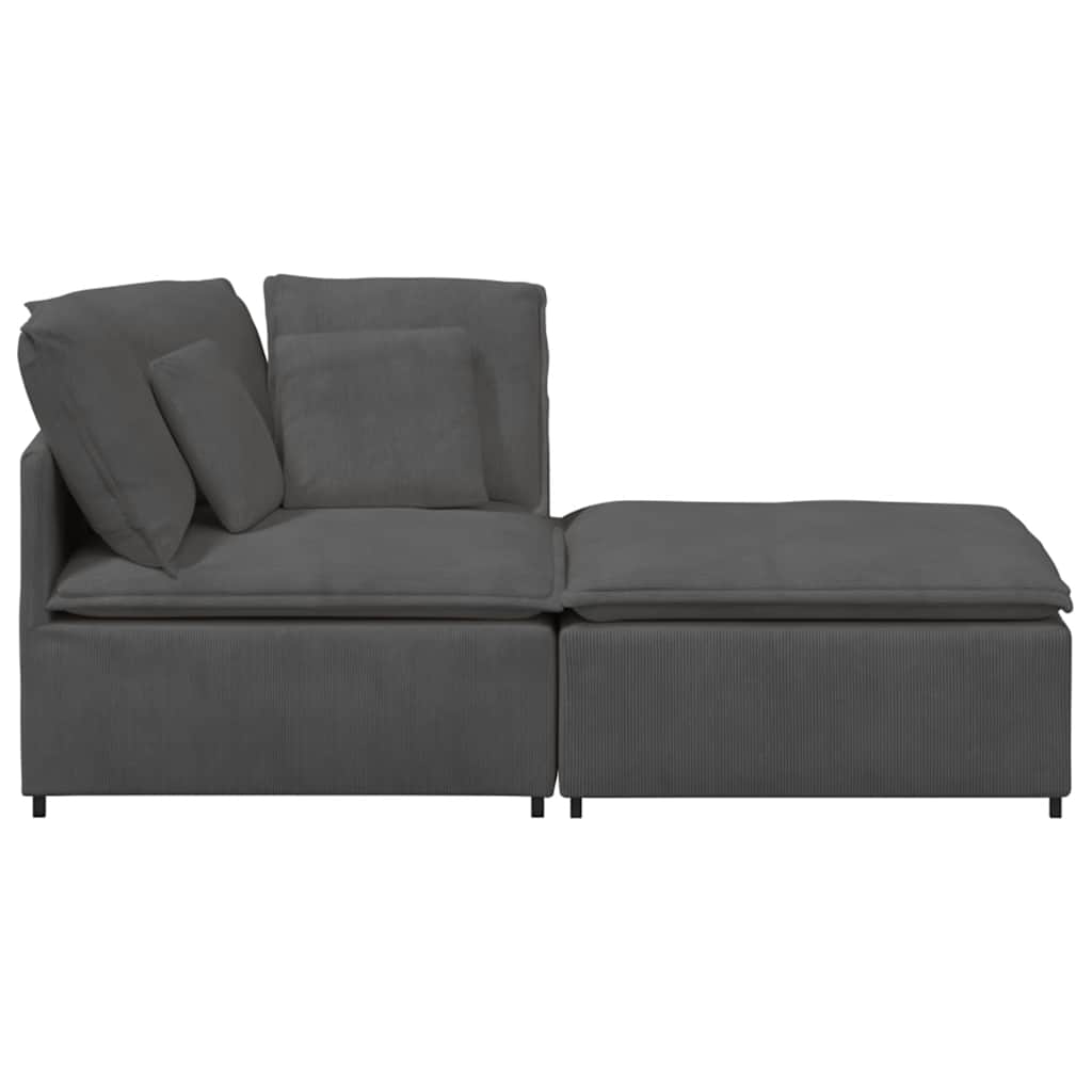 Modulsofa Med Fodskammel Og Hynder I Fløjlsstof - Billede 5