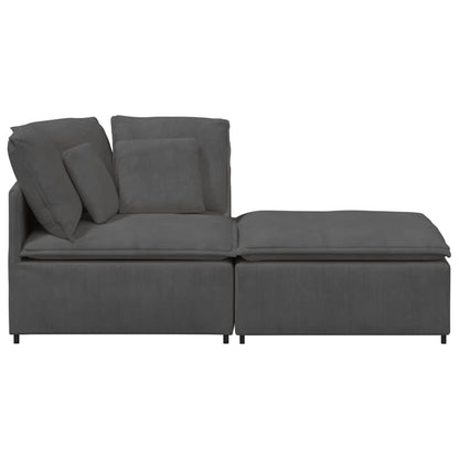Modulsofa Med Fodskammel Og Hynder I Fløjlsstof - Billede 5