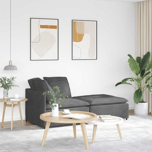 Modulsofa Med Fodskammel Og Hynder I Fløjlsstof - Hovedbillede