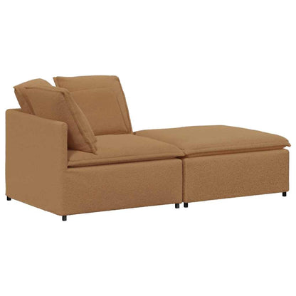 Modulsofa Med Fodskammel&puder Krøllet Uldlignende Stof Beige - Billede 2