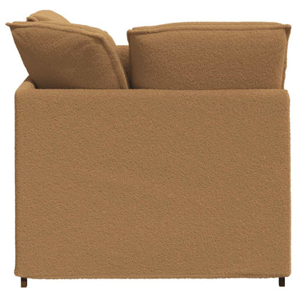 Modulsofa Med Fodskammel&puder Krøllet Uldlignende Stof Beige - Billede 6