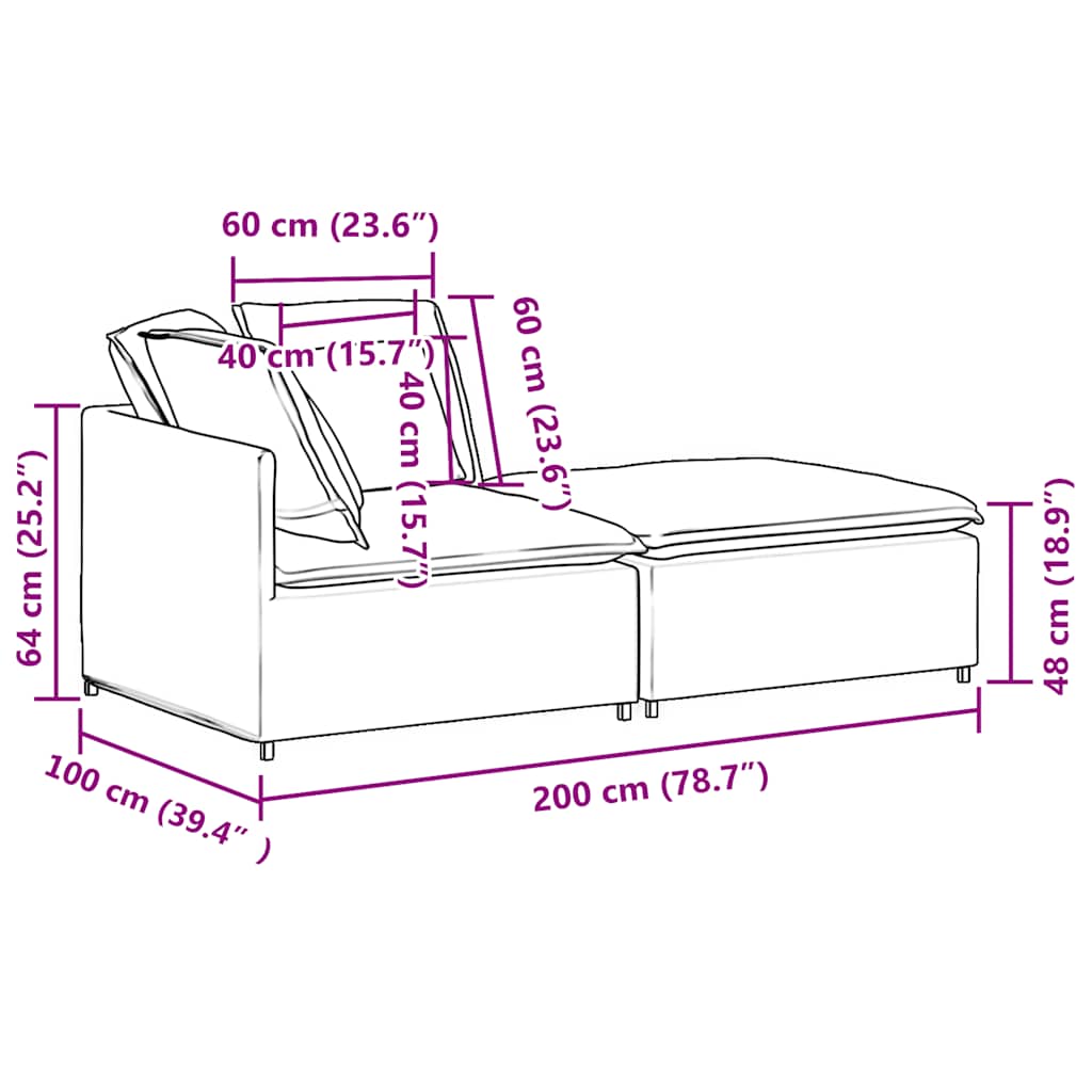 Modulsofa Med Fodskammel&puder Krøllet Uldlignende Stof Beige - Billede 11