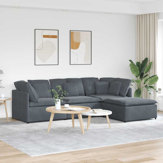 Modulsofa Med Fodskammel Og Hynder Fløjl