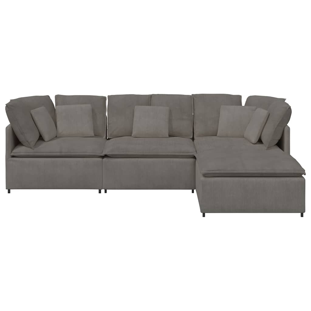 Modulsofa Med Fodskammel Og Hynder Føjlsstof Farvet