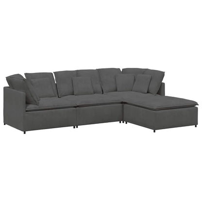 Modulsofa Med Fodskammel Og Hynder Føjlsstof Farvet