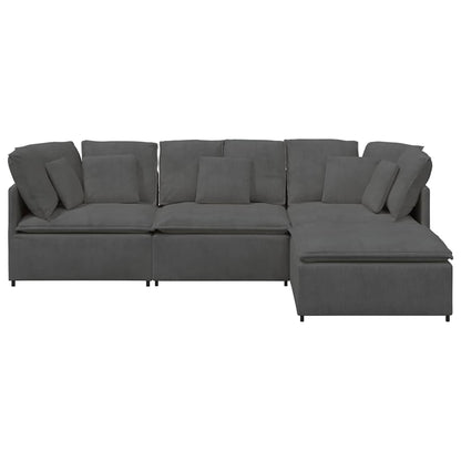 Modulsofa Med Fodskammel Og Hynder Føjlsstof Farvet