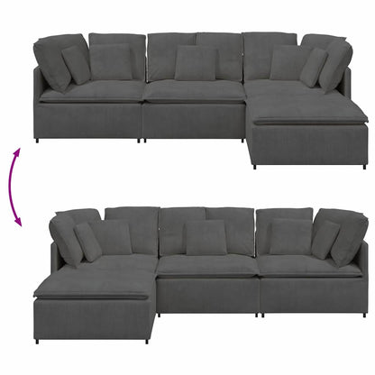Modulsofa Med Fodskammel Og Hynder Føjlsstof Farvet