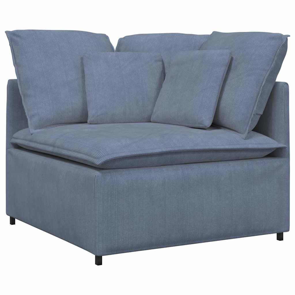 Modulsofa Med Fodskammel Og Hynder Føjlsstof Farvet