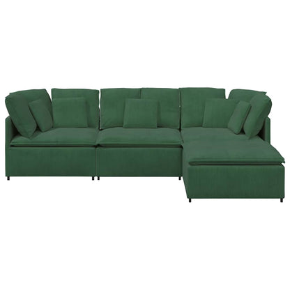 Modulsofa Med Fodskammel Og Hynder Føjlsstof Farvet