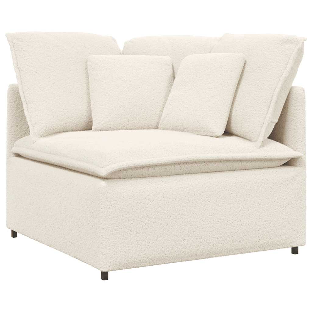 Modulsofa Med Fodskammel&Puder Krøllet Uldlignende Stof