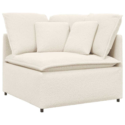 Modulsofa Med Fodskammel&Puder Krøllet Uldlignende Stof