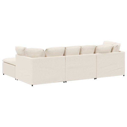 Modulsofa Med Fodskammel&Puder Krøllet Uldlignende Stof