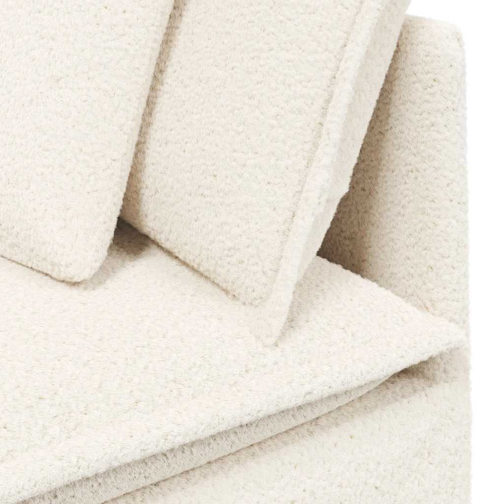 Modulsofa Med Fodskammel&Puder Krøllet Uldlignende Stof