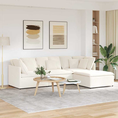 Modulsofa Med Fodskammel&Puder Krøllet Uldlignende Stof